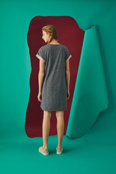 GİZZEY 20595 Stone Printed Dress