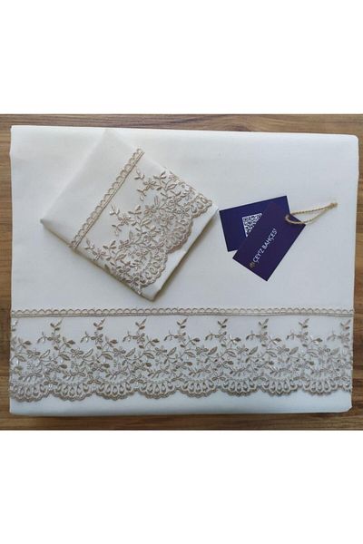 Çeyiz Bahçesi Σετ Παπλωματοθήκη Διπλό Lina Cappuccino Ruched Cream