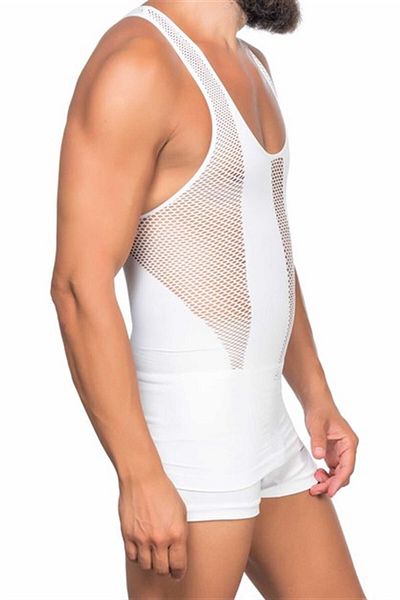 C&City C11009 Ausgefallenes Sportler-Korsett für Herren, Weiß