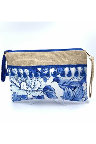 ZELİCE TASARIM Bleu Blanc El Çantası Clutch Çanta Clu03 - Zelice