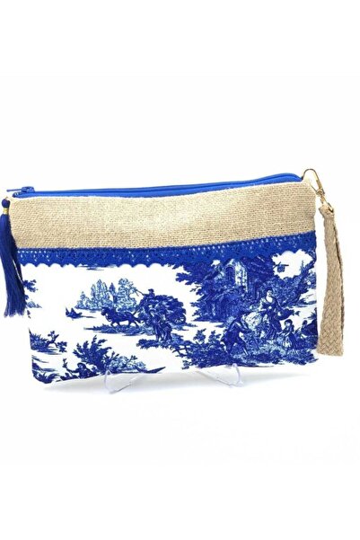 ZELİCE TASARIM Bleu Blanc El Çantası Clutch Çanta Clu02