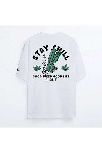 Shout Υπερμεγέθη μπλουζάκι Good Weed Good Life White Oldschool Unisex
