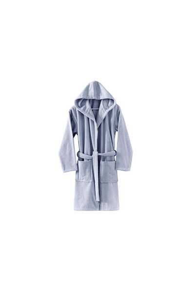 Menderes Home Μπουρνούζι Xlarge Hooded - Απλό Γκρι Βαμβακερό Συλλογή Bukle