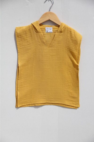 Botex Mustard Color Cotton Muslin Children's Poncho