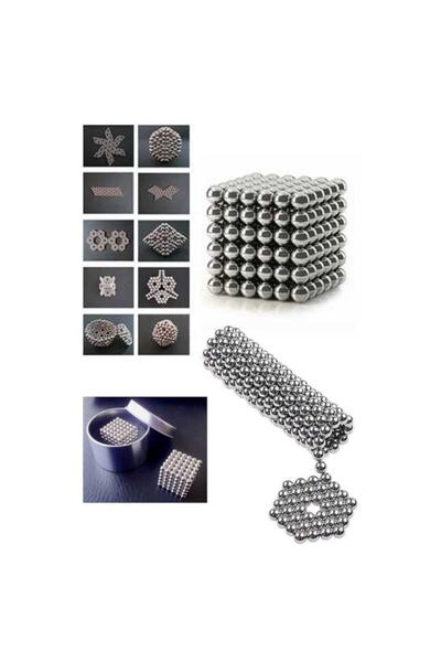ENİYİSİBİZDE Mıknatıs Bilye Neodyum Neocube Küp 5 Mm Gümüş Stres Bilye 216 Adet
