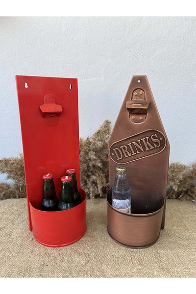 Handmadesign Copper Galvanized Bottle Holder with Opener