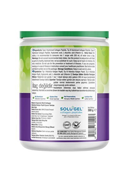 Nature's Supreme Multi Collagen Powder 300 gr Aromasız