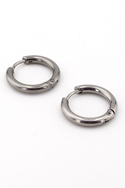 Solfera Silver Color Round Line Unisex Steel Earrings - E929