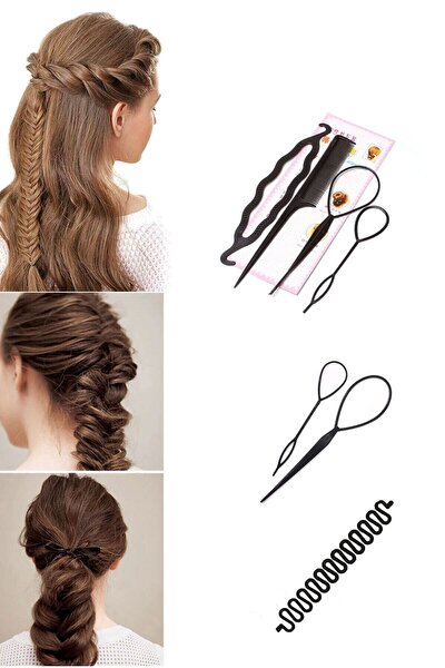 indirimsepeti Saç Örme Aparatı Saç Örgü Yapma Seti 2 Farklı Paket 7 Parça