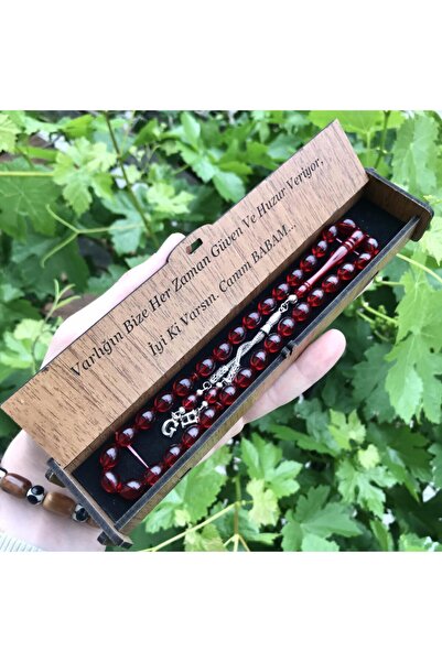 KANUNİ TESBİH Cherry Color Prayer Beads, Prayer Beads for Father, Letter Prayer Beads, Rosary