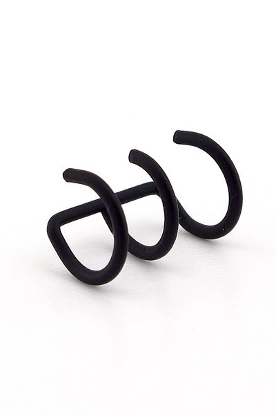 Solfera Matte Black Colored Earcuff Ear Clamp Triple Coiled Ex086
