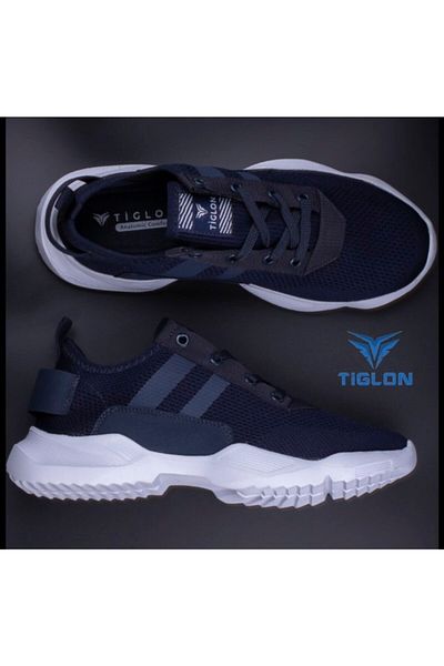 Tiglon 09034 Navy Blue White Daily ελαφριά άνετα ανδρικά παπούτσια περπατήματος