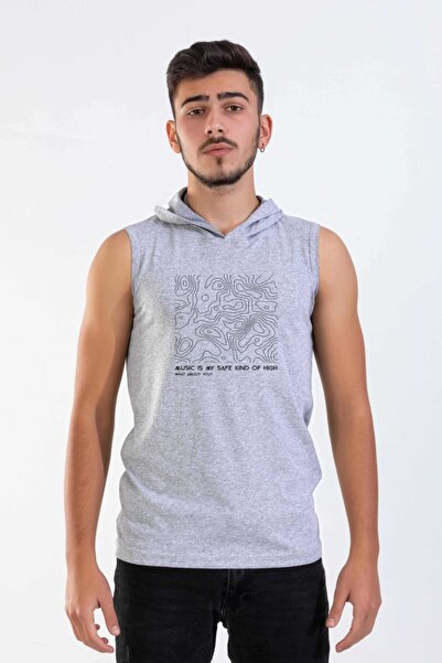 Raf Coll Unisex sivi melanž Sa kapuljačom bez rukava T-shirt