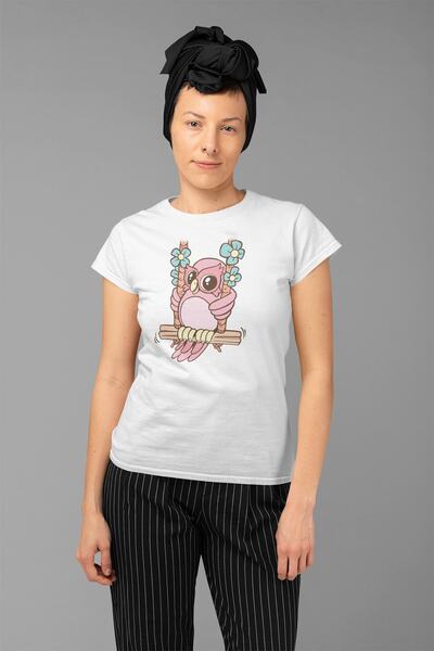 ErTaPassage Bufniță albă cu imprimeu Femeie tricou - T4697021