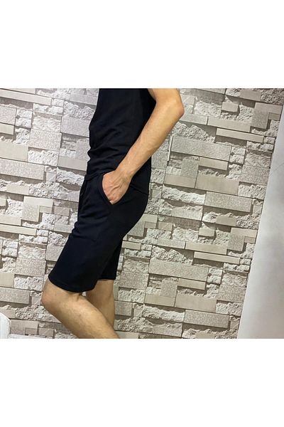 BENESSE Unisex Οθωμανικό Υφασμάτινο Μαύρο Σορτς & Βερμούδες