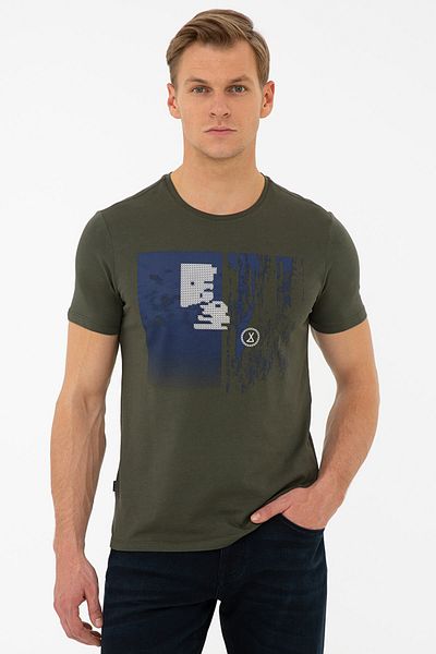Pierre Cardin T-shirt Khaki Slim Fit Crew Neck