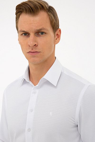 Pierre Cardin Λευκό Slim Fit Dobby πουκάμισο