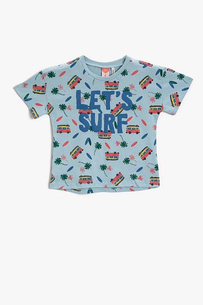 Koton Boy's Cotton Printed Blue T-Shirt