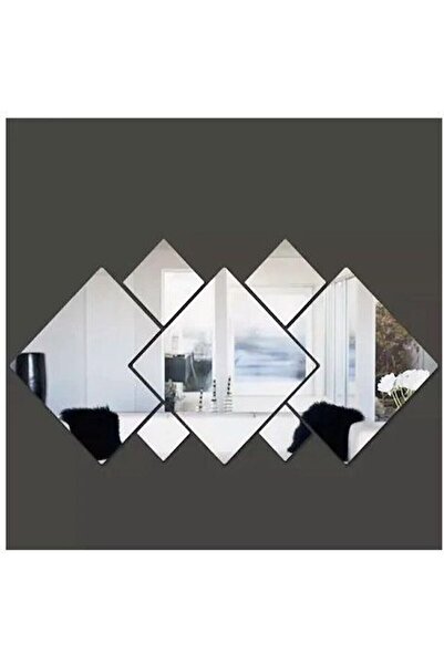 Genel Markalar Dekoratif Kare Karışık Pleksi Ayna Gümüş