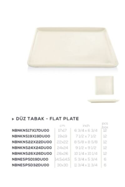 Güral Porselen Gbs Bone Kansas 26x26cm.duz Tabak Gbskns26x26du00