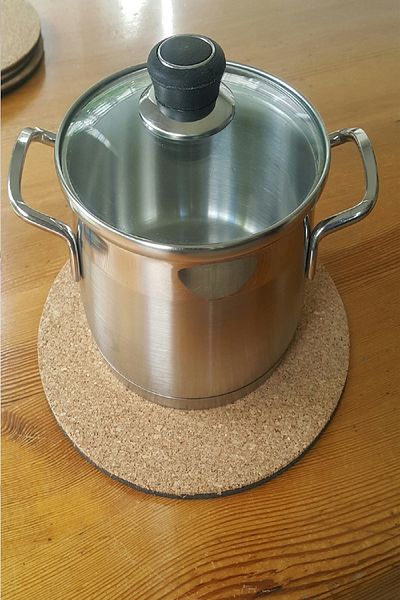direkt-al Cork Trivet Round Cut Base Flexible Rubber 22 cm 3 Pieces
