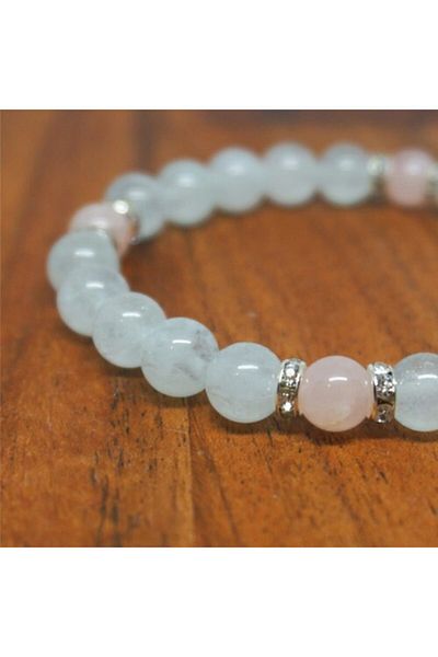 RD EKOAVM Bi'bracelet Aquamarine And Pink Quartz Stone Bracelet