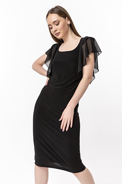 Laranor Rochie creion cu mâneci din șifon cu volan