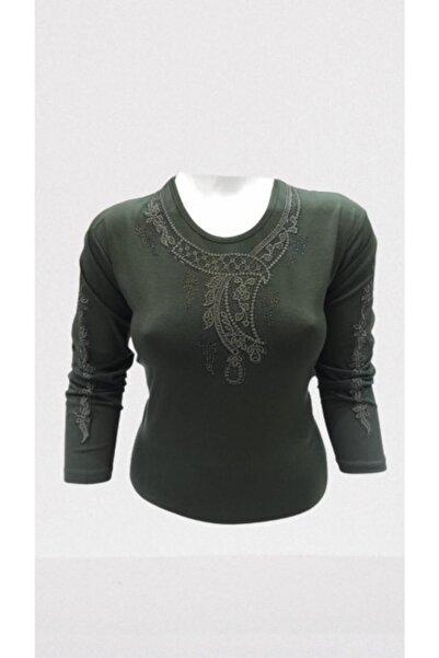 Nacar Kadın Haki Rahat Kesim Penye