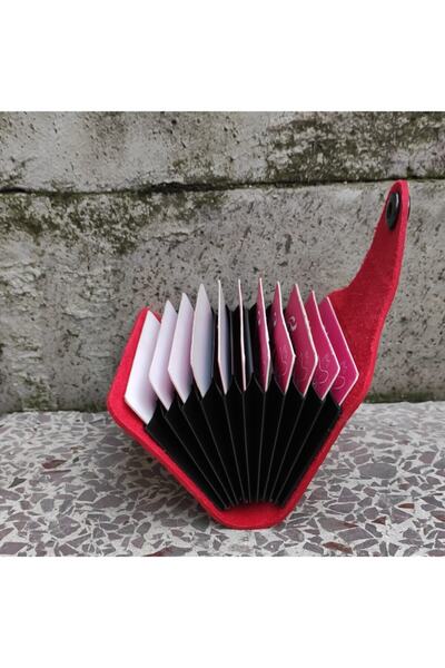 Kemer Dünyası 10 Compartment Women's Red Credit Card Holder