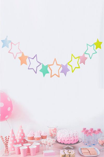 Kazanabil Macaron Colorful Stars Streamer Playing Wall Ornament