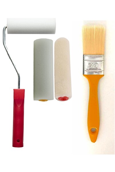 k karaaliler Iz Bırakmayan Ipek Fırça No: 1.5 + Sünger Rulo Seti 10 Cm + Yedek + Kadife Yedek 10 Cm