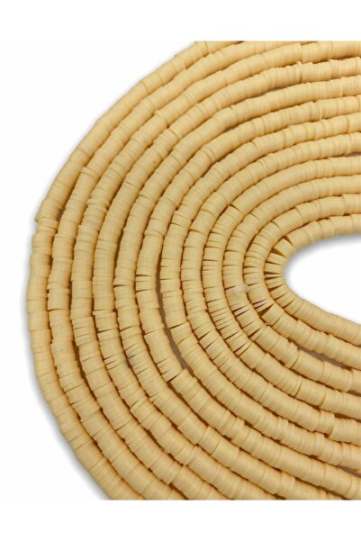 Hedef Bijuteri سلسلة خرزة فيمو بوليمر كلاي بلون كريمي 6 مم، سلسلة خرزة فيمو 4...