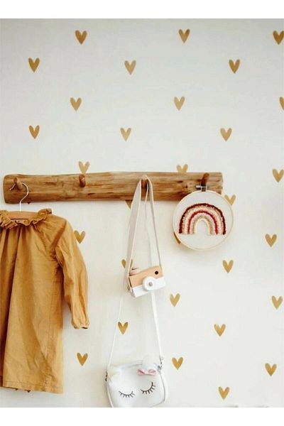 ENGINPRINT Gold Cute Heart Kids Room Sticker 104 Pieces