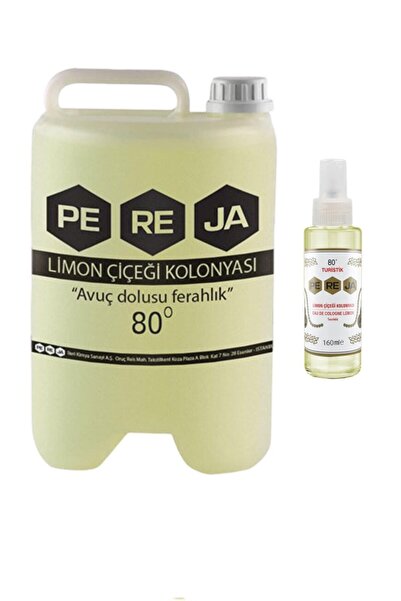 Pereja Kolonya 80 Derece Limon Kolonyası 5 Litre Bidon + 160 ml