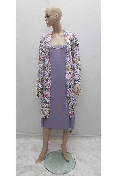 Nena Catherine Rope Strap Cămașă de noapte Set Negligee Liliac