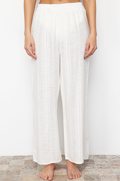 Trendyol Collection White Woven Slit Beach Pants Tbess24Pl00016