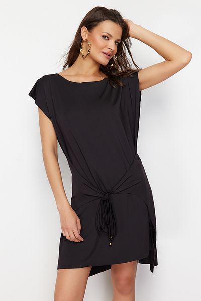 Trendyol Collection Μαύρο μίνι πλεκτό φόρεμα παραλίας TBESS24EL00123
