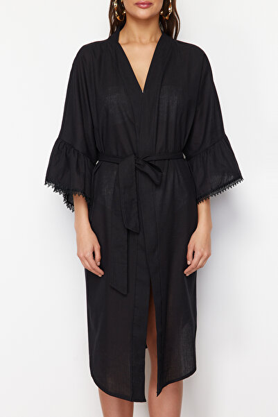Trendyol Collection Black Belted Mini Woven Kimono&Kaftan TBESS24KM00040