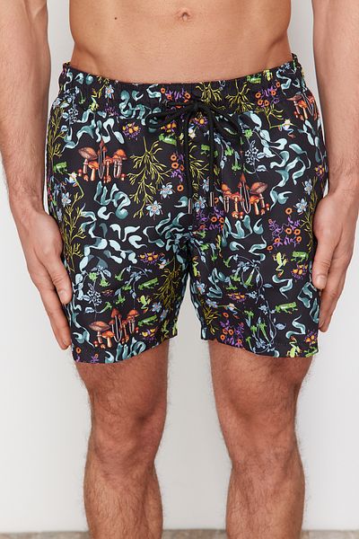Trendyol Collection Gemusterte Seeshorts in Standardlänge - TMNSS24DS00021