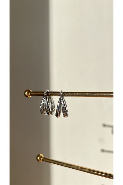 Ebru Atelier UNTARNISHED STAINLESS HOOP VINTAGE STEEL EARRINGS