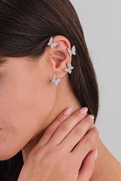 MRK Zirkon Taşlı Kelebek Earcuff Kıkırdak Küpe