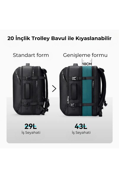 Mark Ryden Infinitely Genişletilebilir Çoklu Bölmeli Laptop Giysi Gri Renk Sırt Çantası G1_MR9993_KR