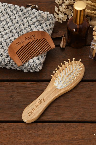Zuu Baby 2-Piece Baby Comb Set - Bamboo and Wooden Comb T2