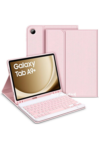 m.tk moveteck Samsung Galaxy Tab A9 Plus 11 Inç Uyumlu Bluetooth Özellikli Standlı Kalem Bölmeli Klavyeli Kılıf