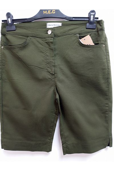 AKŞEN GİYİM LARGE SIZE WOMEN'S BOL LYCRAL HIGH WAIST COTTON LINEN 55 CM SIZE KNEE TOP 4 POCKET SHORTS