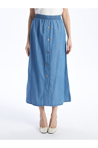 LC Waikiki Női rugalmas derékú, egyenes farmerszoknya