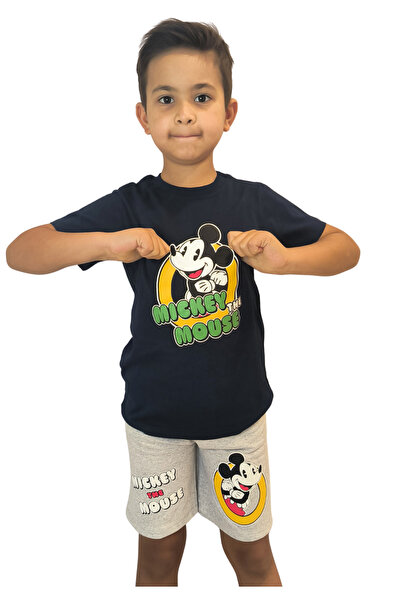 Erkek Çocuk Mickey Mouse Baskılı Şortlu Takım