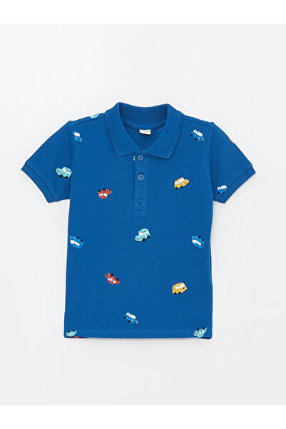 LC Waikiki Kids Blue Polo Neck Short Sleeve Patterned Baby Boy T-Shirt