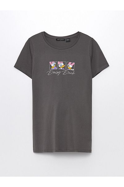 LC Waikiki Daisy Duck Bedrucktes Umstands-T-Shirt mit Rundhalsausschnitt und kurzen Ärmeln