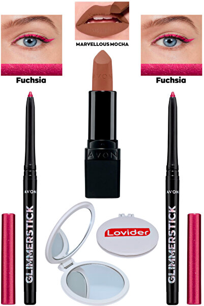 AVON Asansörlü Göz Kalemi Pırıltılı Fuchsia 2'li + Marvellous Mocha Mat Ruj +...